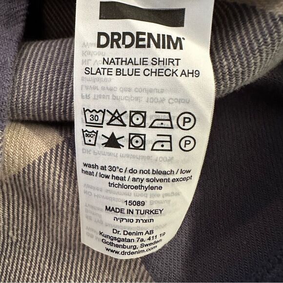 Dr. Denim Nathalie Shirt in Slate Blue Check - Picture 6 of 10